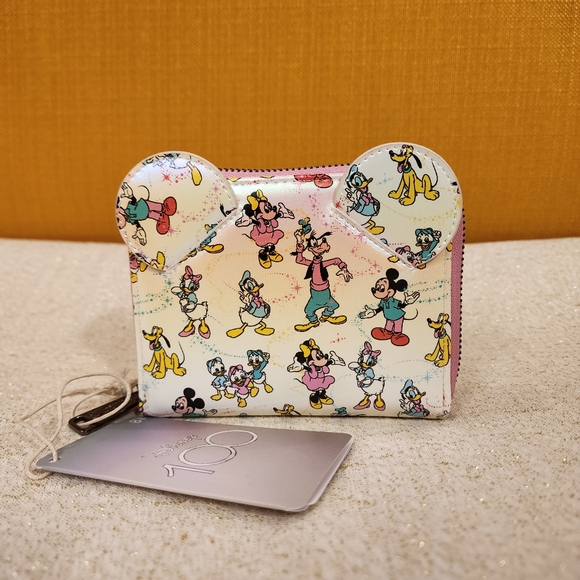 Loungefly Disney 100th AOP Mickey & Friends Iridescent Zip Around Wallet NEW - Picture 12 of 12